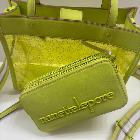 Nanette Lepore - Arianna Clear/ Yellow Logo Satchel - Vegan - Bag in a Bag - NWT - Picture 9 of 12